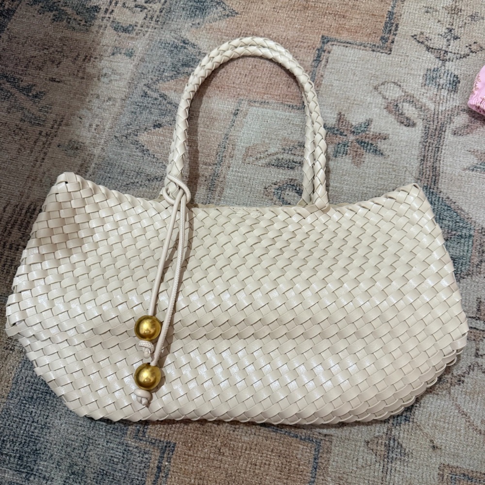 Anthropologie Leather Tote Bag in Cream
